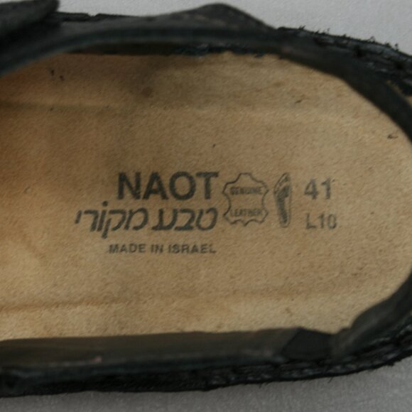 NAOT 41 Ladies 10 Hook Loop 3-Strap Black Slingback Open-toe Shoes Flats Sandals - Picture 8 of 12